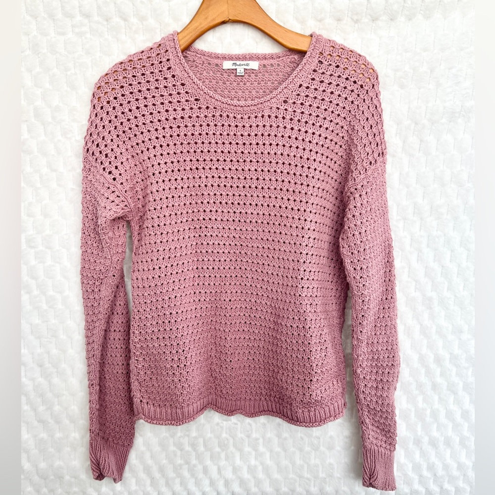 Madewell Open-Stitch Blush Pink Austen Pullover Sweater Size S